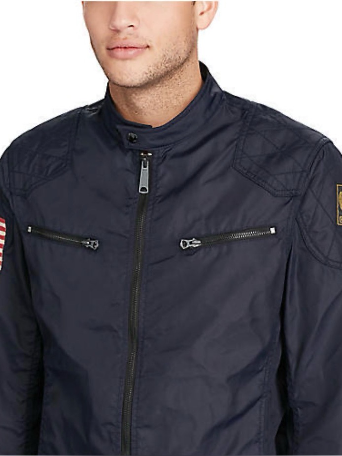Ralph Lauren Biker Mens Jacket Moto Large Designer Streetwear American Flag